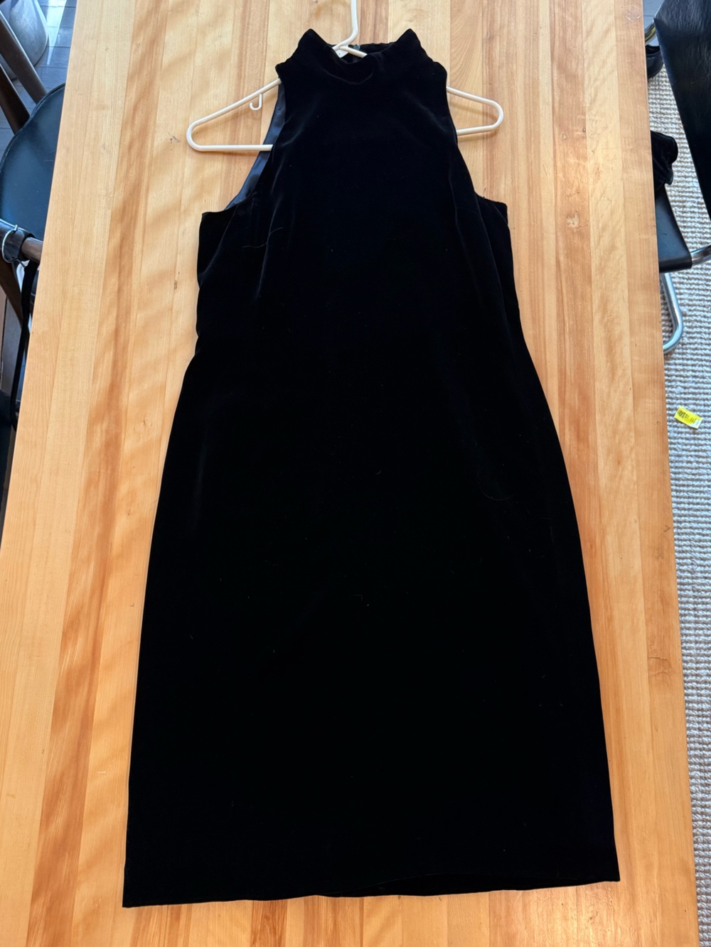 Ralph Lauren Black Velvet Midi High-Neck Dress